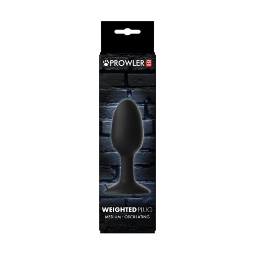 A black weighted plug in packaging, featuring a medium oscillating design