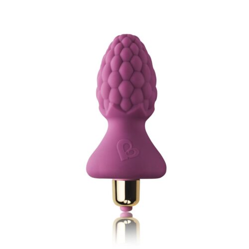Pink raspberry-shaped vibrator with a gold base