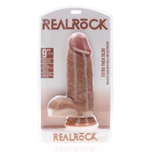 Real Rock Extra Thick Realistic Dildo with balls, 9 inches