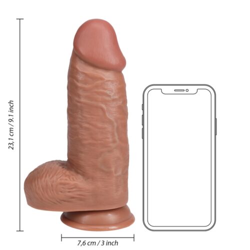Real Rock Extra Thick Realistic Dildo with Balls, 23.1 cm tall