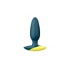 Stylish plug with dark blue body and yellow base