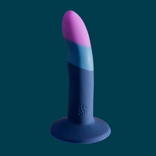Romp Piccolo 5-inch multi-colored dildo, with a pink tip and blue body