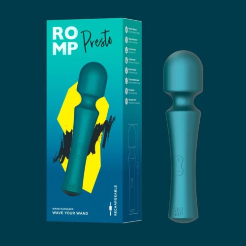 Romp Presto Wand Vibrator in green with box