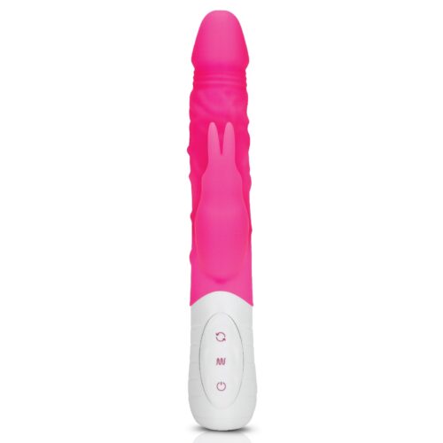 rr-007pnk_02jpg Rabbit Essentials Rechargeable Slim Double Penetration Rabbit Vibrator