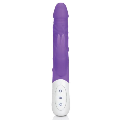rr-007pur_02jpg Rabbit Essentials Rechargeable Slim Double Penetration Rabbit Vibrator