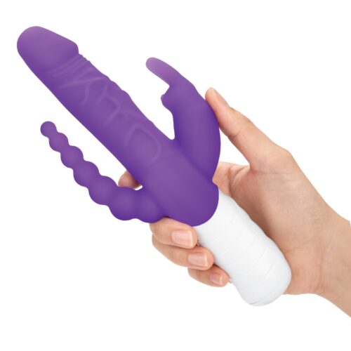 rr-007pur_08jpg Rabbit Essentials Rechargeable Slim Double Penetration Rabbit Vibrator