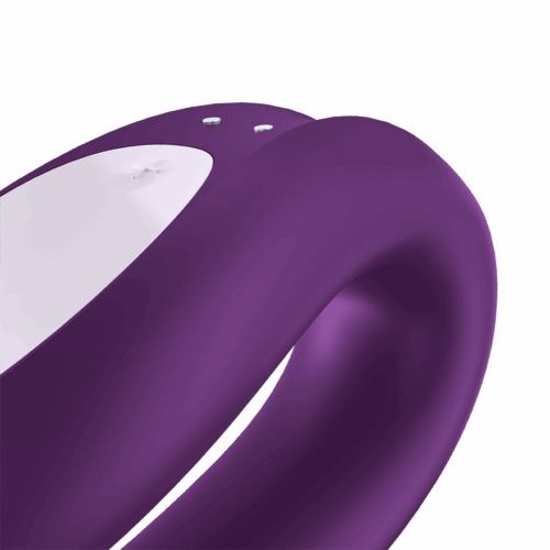 Satisfyer Double Joy Vibrator in purple, showcasing its ergonomic design