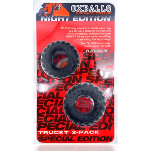 Oxballs Truckt 2-Piece Cockring - Plus + Silicone Special Edition Night - Black, One Size