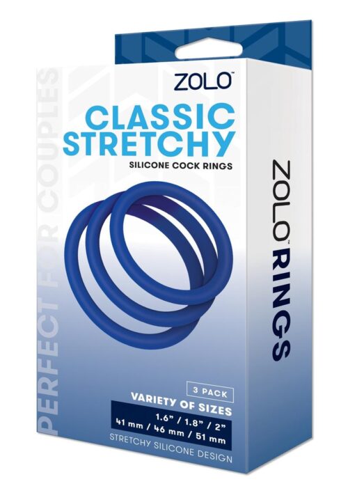 Zolo Classic Stretchy Silicone Cock Ring - Blue, One Size