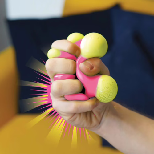 Experience the joy of squeezing with the Bubblegum Stuff Pop Zit, available now! Colorful bubblegum toy squeezed in a hand