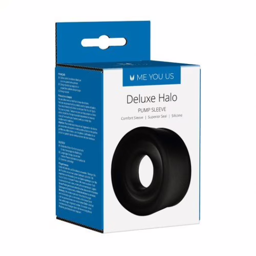 Me You Us Deluxe Halo Pump Sleeve in a black packaging