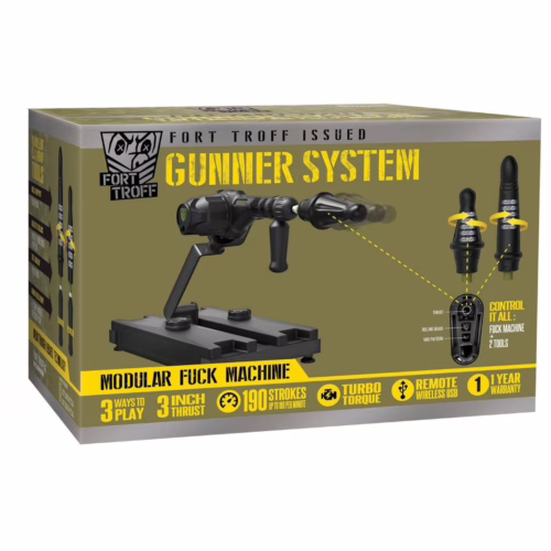 Explore the Fort Troff Gunner System, designed for customizable adult experiences. Fort Troff Gunner System packaging with details on features