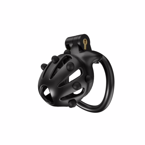 Cellmate Flexispike Chastity Cage in black, featuring spikes and a locking mechanism