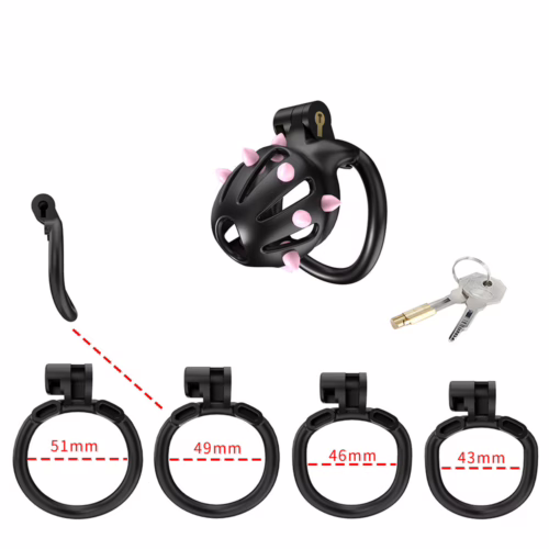 Cellmate Flexispike Chastity Cage in black with spiked design