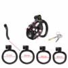 Cellmate Flexispike Chastity Cage in black, with spiked design, key and four ring sizes