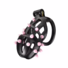 Cellmate Flexispike Chastity Cage in black with pink spikes