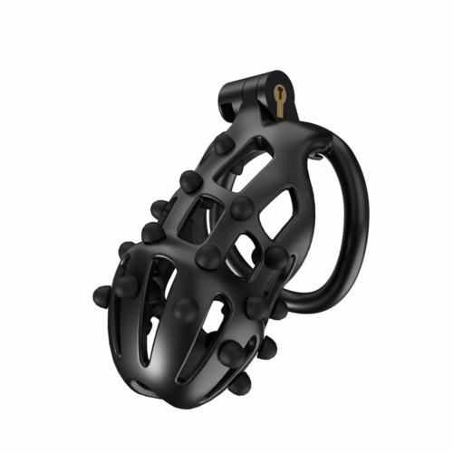 Cellmate Flexispike Chastity Cage in black, showcasing a spiked design