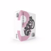 Cellmate Flexispike Chastity Cage - Black, shown in packaging with pink accents