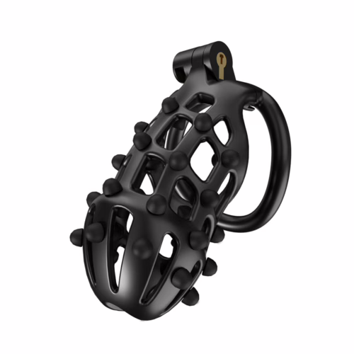 Cellmate Flexispike Chastity Cage in black with spiked design
