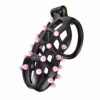 Cellmate Flexispike Chastity Cage in black with pink spikes