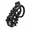 Cellmate Flexispike Chastity Cage - Black, featuring a spiked design and secure locking m
