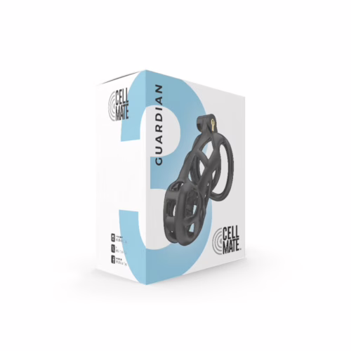 Discover the secure and stylish Cellmate Guardian Chastity Cage for your intimate adventures. Black Cellmate Guardian Chastity Cage packaging