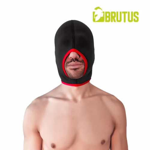 Brutus Blind Neoprene Face Fucker Hood on a bare-chested model