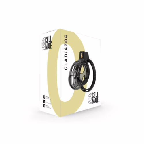 Discover the comfort and security of the Cellmate Gladiator Soft Chastity Cage. Cellmate Gladiator Soft Chastity Cage in black, displayed in its packaging