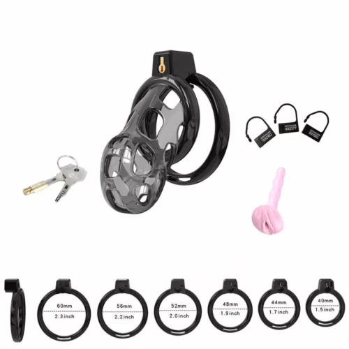 Unlock new experiences with the Cellmate Gladiator Soft Chastity Cage. Cellmate Gladiator Soft Chastity Cage in black, with key and multiple ring sizes