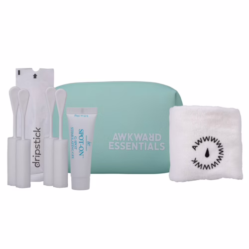 Awkward Essentials Starter Set hygiene kit with applicators, gel, towel, and case