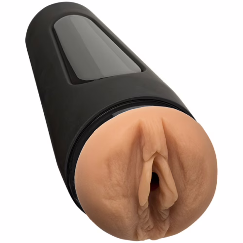 Realistic flesh-like sex toy with a black casing