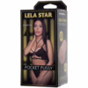 Experience pleasure with the Lela Star Ultraskyn Pocket Pussy, crafted for maximum satisfaction. Lela Star Ultraskyn Pocket Pussy packaging, showcasing a model in a black outfit