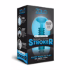 Zolo Mini Stroker box featuring blue design, textured interior, and text noting it's