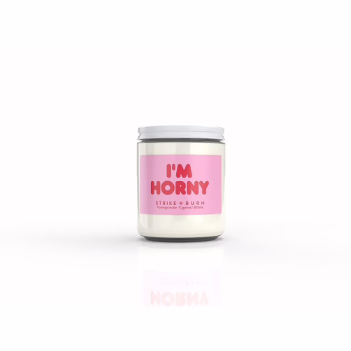Strike & Burn I'M Horny Pomegranate Cypress And Bitters Candle - White, 8oz