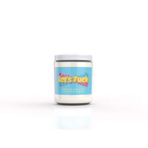 Light up your space with the playful fragrance of our Strike & Burn candle. Strike & Burn Lets Fuck Shea Coconut And Sandalwood Candle - White, 8oz