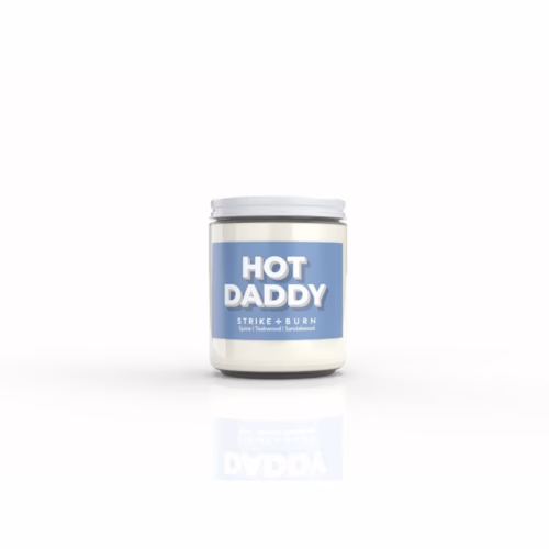 Strike & Burn Hot Daddy Spice Teakwood And Sandalwood Candle - White, 8oz