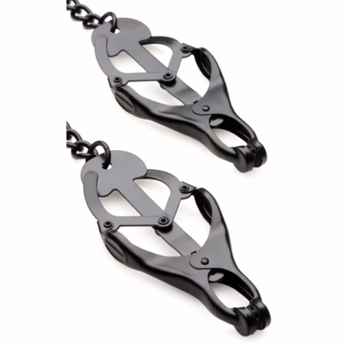 Master Series Monarch Noir Nipple Vice - Black, One Size, features black clamps and chain