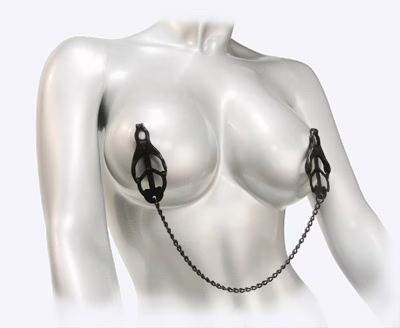 Master Series Monarch Noir Nipple Vice with black design and chain
