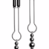 Master Series Adorn Triple Bead Nipple Clamp Set with black tips and silver beads