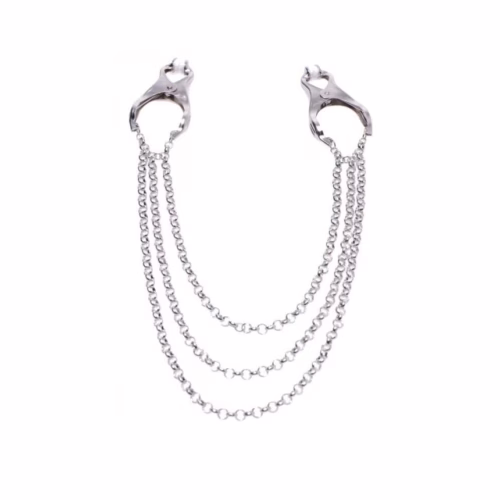Master Series Triple Chain Nipple Clamps in silver