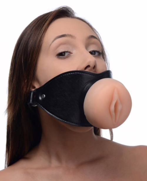Master Series Pussy Face Oral Sex Mouth Gag - Black