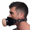 Black oral sex mouth gag with a realistic design