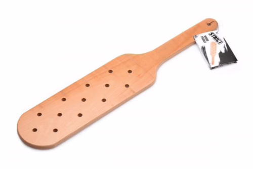 Strict wooden paddle with holes