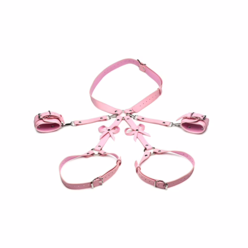 Pink bondage harness with bows