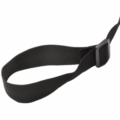 Black strap with a plastic buckle