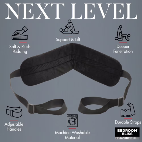 Support pillow with adjustable straps, soft padding, and machine washable material