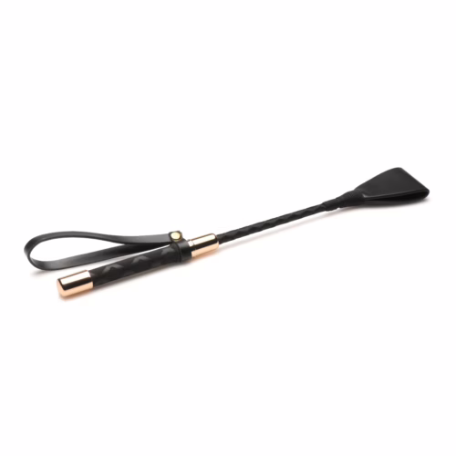 Master Series Riding Crop in black with a braided handle and gold accents