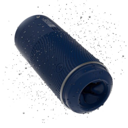 Arcwave Pow male masturbator stroker with air pressure control, shown with water droplets