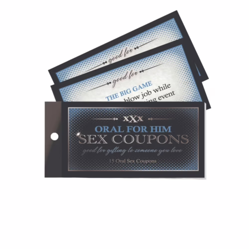 Spice up your romance with these fun and playful oral sex coupons. A set of 15 oral sex coupons titled 'Oral For Him', with playful themes