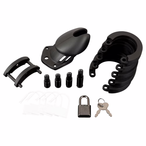 Explore your desires with the Blue Line Silicone Chastity Cock Cage, designed for comfort and security. Blue Line Silicone Chastity Cock Cage set with various rings, locking padlock, and accessories available at The Loving Com...